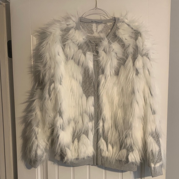 Zara Gray and White Teddy Jacket - Picture 1 of 5